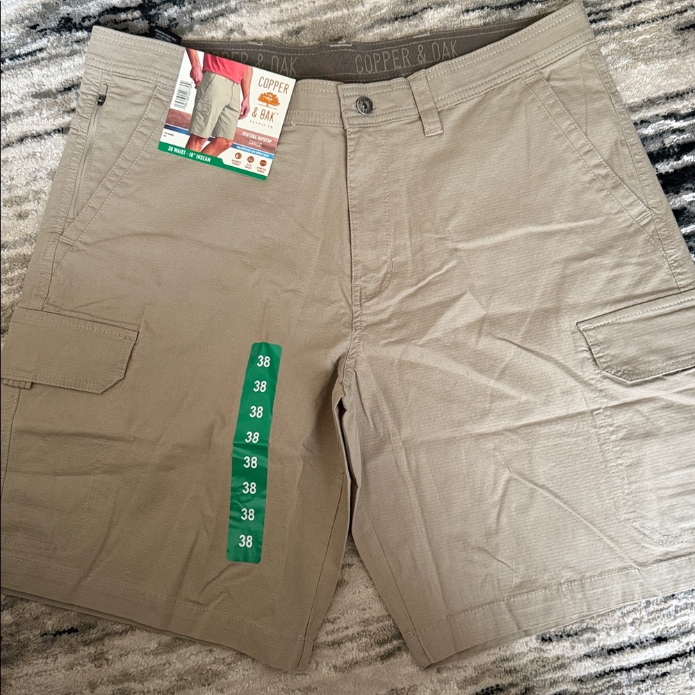 Copper & Oak Men's Venture Ripstop 10” Inseam Cargo Shorts, Tan, Size 38